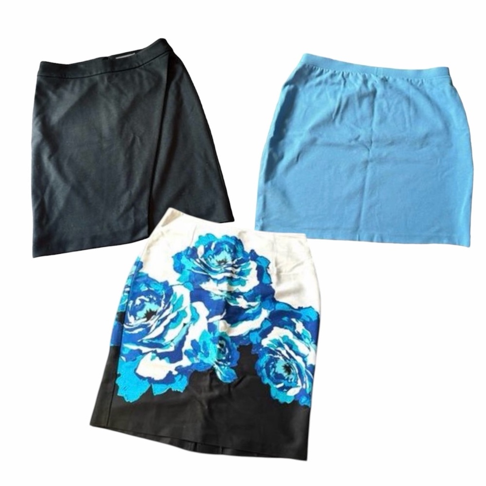 Rickis 3-Piece Knee Length Skirt Set, Black/White/Blue Sz 6✨Excellent Condition✨